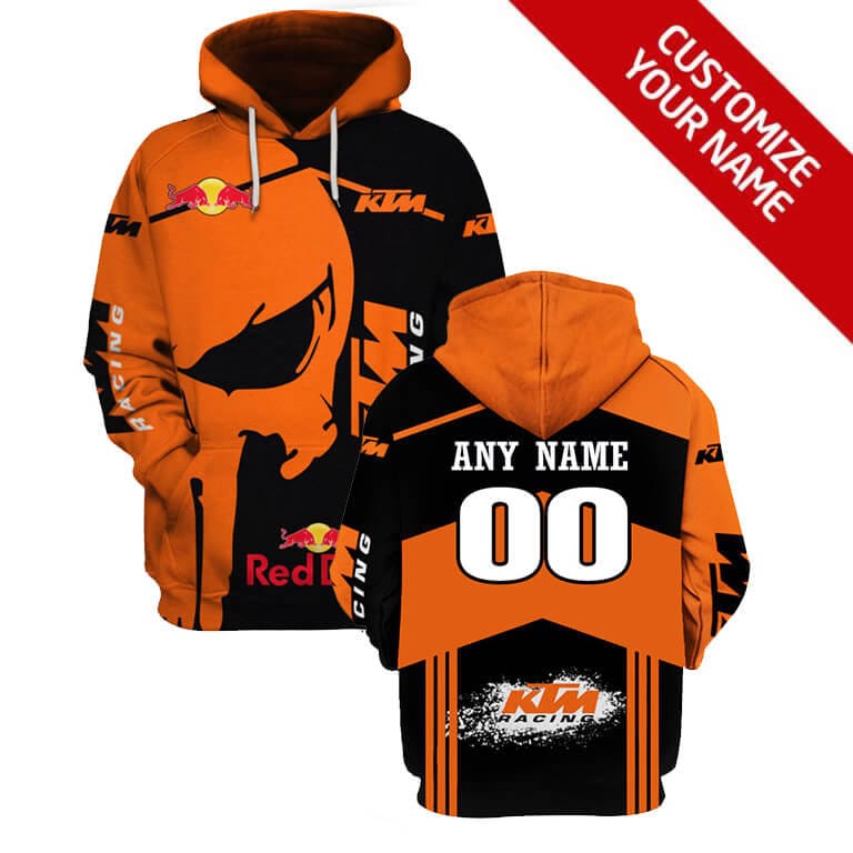 Discover Personalized Skull KTM Racing 3D Shirt , Custom Name 3D Racing Hoodie, KTM Motorsport Logo Brand