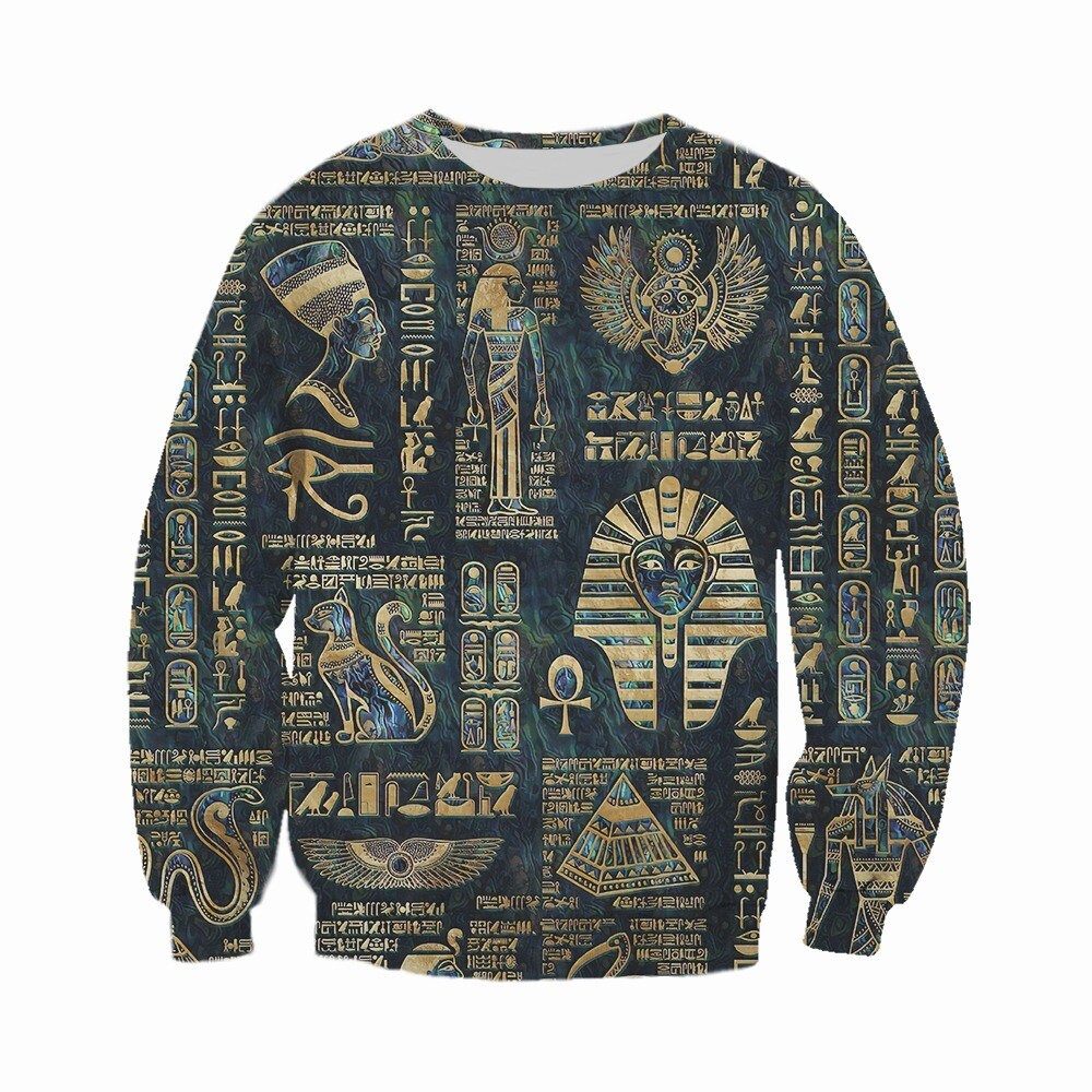 Egypt Pharaoh Sleeveless Hoodie Egyptian Hieroglyphs and Symbols DT02 main image 0