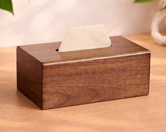 Solid Walnut Tissue Box Cover, Japanese Style Mortise Tenon Holder, Handcrafted Home Decor
