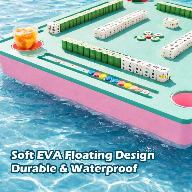 Floating Mahjong Table, Waterproof EVA Game Board, Pool Party Tray (Mahjong, Poker, Dominoes) image 3