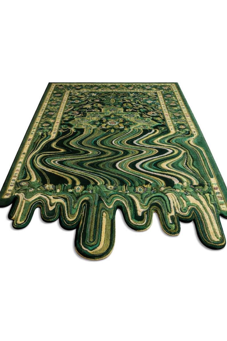 Dripping Rug Hand Tufted Green Drip Rug, Modern Abstract Wool Carpet - Etsy