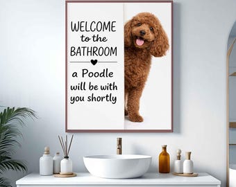 Arte per il bagno del cane, poster divertente per il bagno, cartello per il bagno, cartello per il bagno, bianco e nero, regalo per il proprietario di un animale domestico, regali per