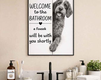 Cesky Fousek Bathroom Wall Art | Welcome to the Bathroom Print | Dog Lovers Gift