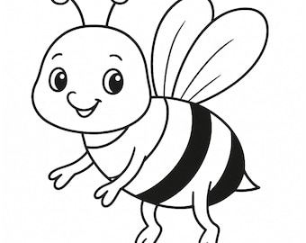 Bee Coloring Page • Kids Printable Coloring Sheet • Preschool & Kindergarten Activity • Instant Download