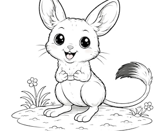 Dibujo para colorear del zorro del desierto • Actividad imprimible para niños (descarga instantánea)