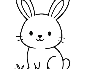 Rabbit Coloring Page • Kids Printable Coloring Sheet • Preschool & Kindergarten Activity • Instant Download
