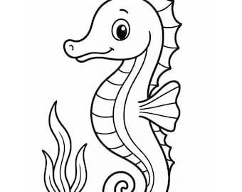 Seahorse Coloring Page • Kids Printable Coloring Sheet • Preschool & Kindergarten Activity • Instant Download