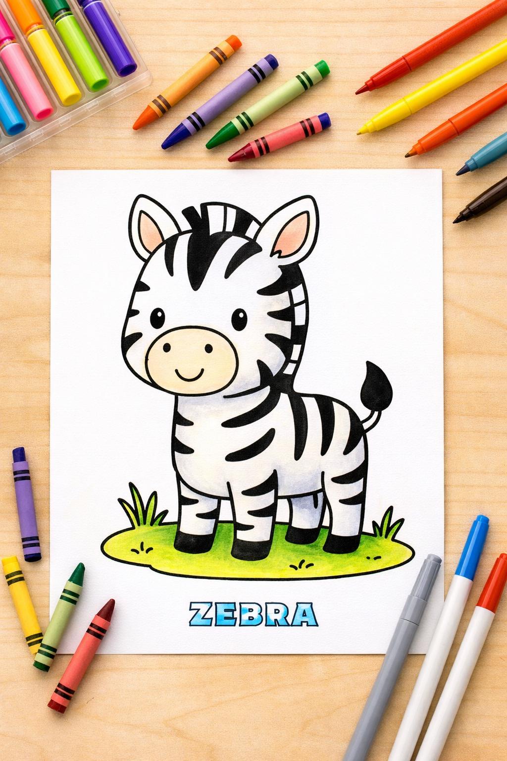 Zebra Coloring Page • Kids Printable Coloring Sheet • Preschool ...