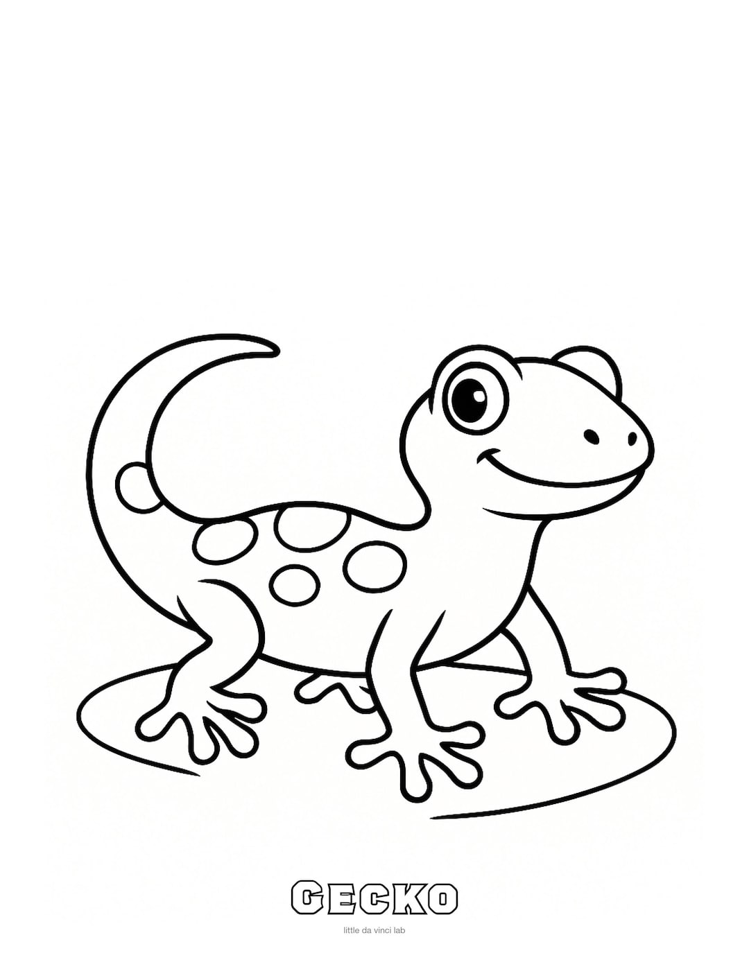 Gecko Coloring Page • Kids Printable Coloring Sheet • Preschool ...