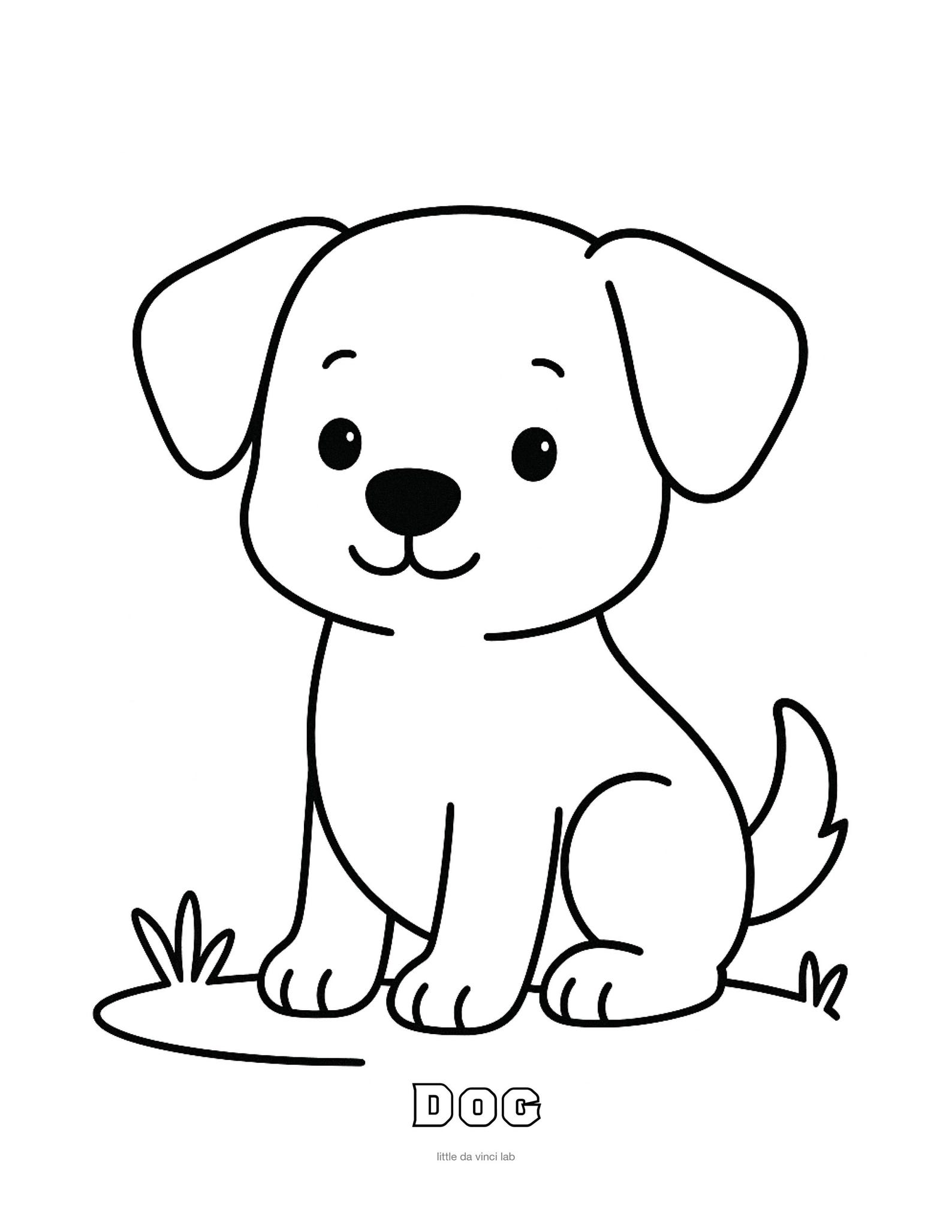 Dog Coloring Page • Kids Printable Coloring Sheet • Preschool ...