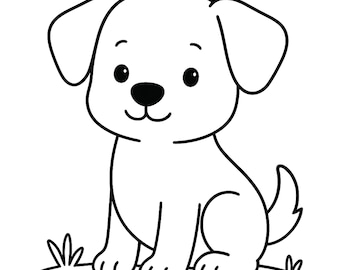 Página para colorear de perros • Hoja para colorear imprimible para niños • Actividad para preescolar y jardín de infantes • Descarga instantánea