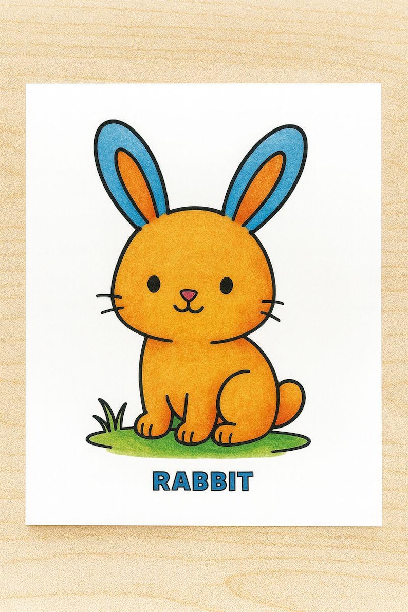 Printable Colored Rabbit Rabbit Coloring Page • Kids Printable Coloring Sheet • Preschool ...