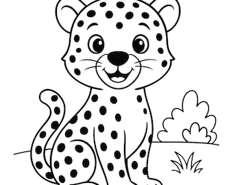 Pagina da colorare del ghepardo • Foglio da colorare stampabile per bambini • Attività per la scuola materna e l'asilo • Download immediato