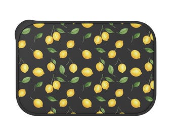 Lemon Pattern PLA Bento Box with Band and Utensils | Reusable Lunch Container