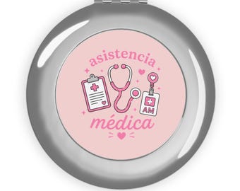 asistencia médica kompakter Reisespiegel | Krankenschwester Stethoskop medizinische Symbole