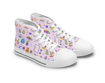 Development Therapy pattern Women's High Top Sneakers | pastel stickers, kawaii collage