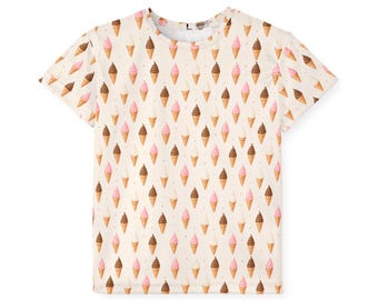 Camiseta infantil de punto con estampado de triple cono de helado / Estampado integral