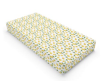 Lemon Pattern Baby Changing Pad Cover | Floral Nursery Waterproof