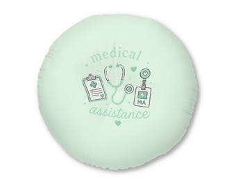 Medical Assistance | Floor Pillow Round | Nurse Doctor Healthcare Pattern
