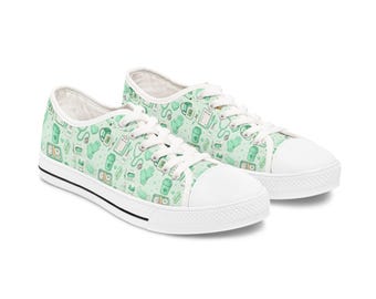 Medical Assistance | Asistencia Medica Mint Green Self Care Pattern Sneakers | Low Top Sneakers