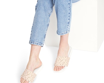 Triple Ice Cream Cone Pattern Slide Sandals | Removable Strap Slides