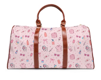 Medizinische Girly Pink Travel Icons wasserdichte Reisetasche | Seesack, gemustert