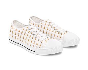 Pineapple Pattern Women's Low Top Sneakers | Tropical Fruit Print Shoes