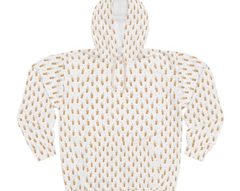 Karamell-Eistüte Hoodie | Dessert-Muster wiederholen, Sahnehintergrund