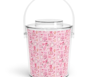 Asistente médico / Asistencia médica Cubo de hielo con iconos médicos rosas