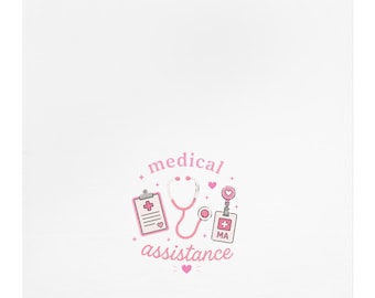 Paños de cocina con diseño de estetoscopio rosa para asistente médico / iconos médicos