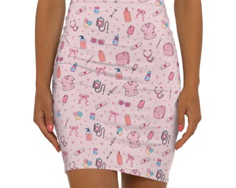 Gonna a tubino Pink Pastel Fashion Icons / stampa all-over