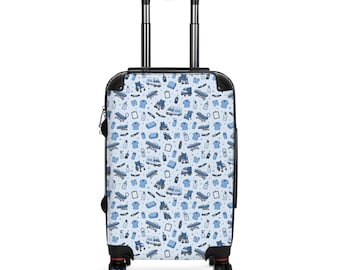 Patient Transporter Blue Travel Icons suitcase | Luggage Cover, Airport Pattern, Carry-On