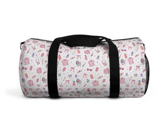 Bolsa de deporte rosa con estampado de gato kawaii / Bolsa de gimnasio con diseño de animalito adorable