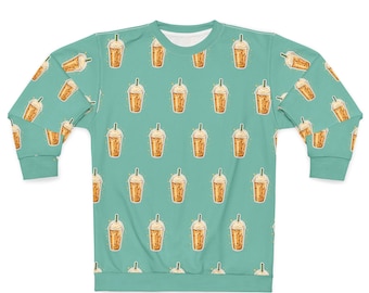 Sudadera con estampado de café helado / Sudadera con estampado integral de taza de café