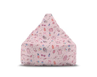 Funda rosa para puf con estampado de estetoscopio de enfermera / Diseño infantil