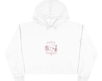 Medical Assistance illustration Crop Hoodie | Nurse Stethoscope Pills Bandage