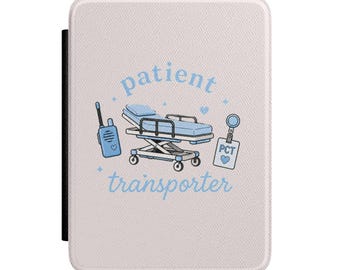Patient Transporter Kindle Case | Medical Pattern, Blue Nurse Scrubs, Ambulance