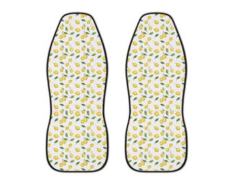 Fundas para asientos de coche con estampado de limones / Protector de asiento con hojas de cítricos amarillas