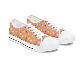 Copy of Yellow Lemon Pattern Women's Low Top Sneakers | Fruit Print Canvas Shoes