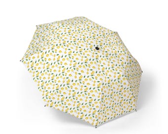 Paraguas con estampado de limones / Paraguas plegable y compacto para la lluvia