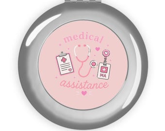 compacte reisspiegel medisch assistent | verpleegkundige stethoscoop medische pictogrammen