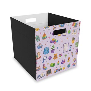 Development Therapy Pattern Felt Storage Box | Kids Nursery Organizer, Pastel Toy Icons