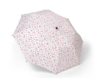 Paraguas rosa con estampado médico femenino / Paraguas plegable para la lluvia