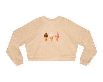 Sudadera corta con estampado de triple cono de helado