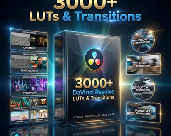 3000+ DaVinci Resolve Transitions & LUTs | Cinematic Color Grading, Video Effects, Templates Pack