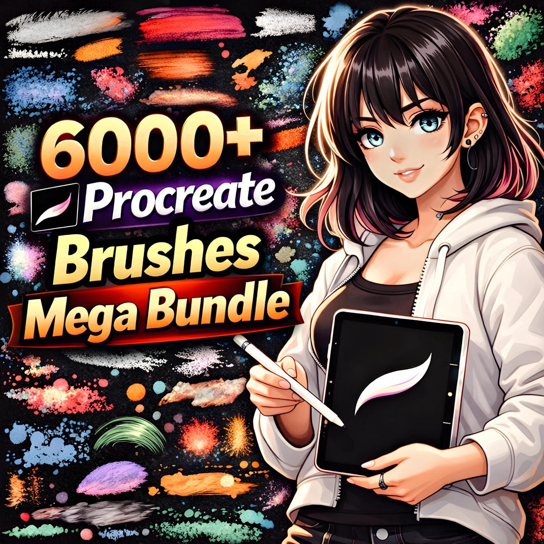 6000+ Procreate Brushes Mega Bundle | Manga, Tattoo, Calligraphy ...