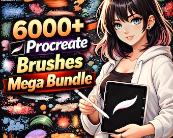 Megabundel 6000+ Procreate-borstels | Manga, tatoeage, kalligrafie, textuur, arcering, stempels | Borstelpakket digitale kunst