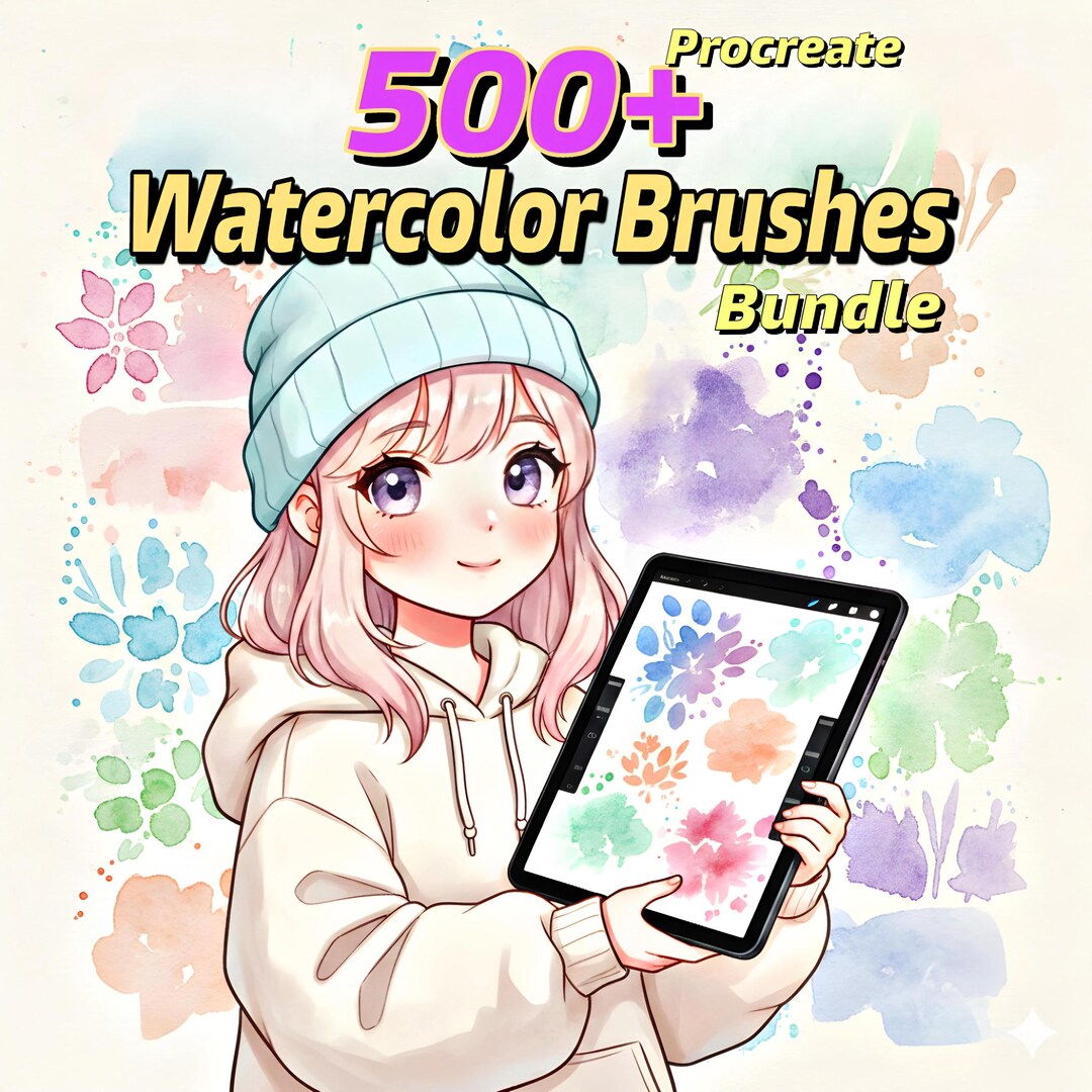 500+ Procreate Watercolor Brushes Bundle | Floral, Texture, Nature ...