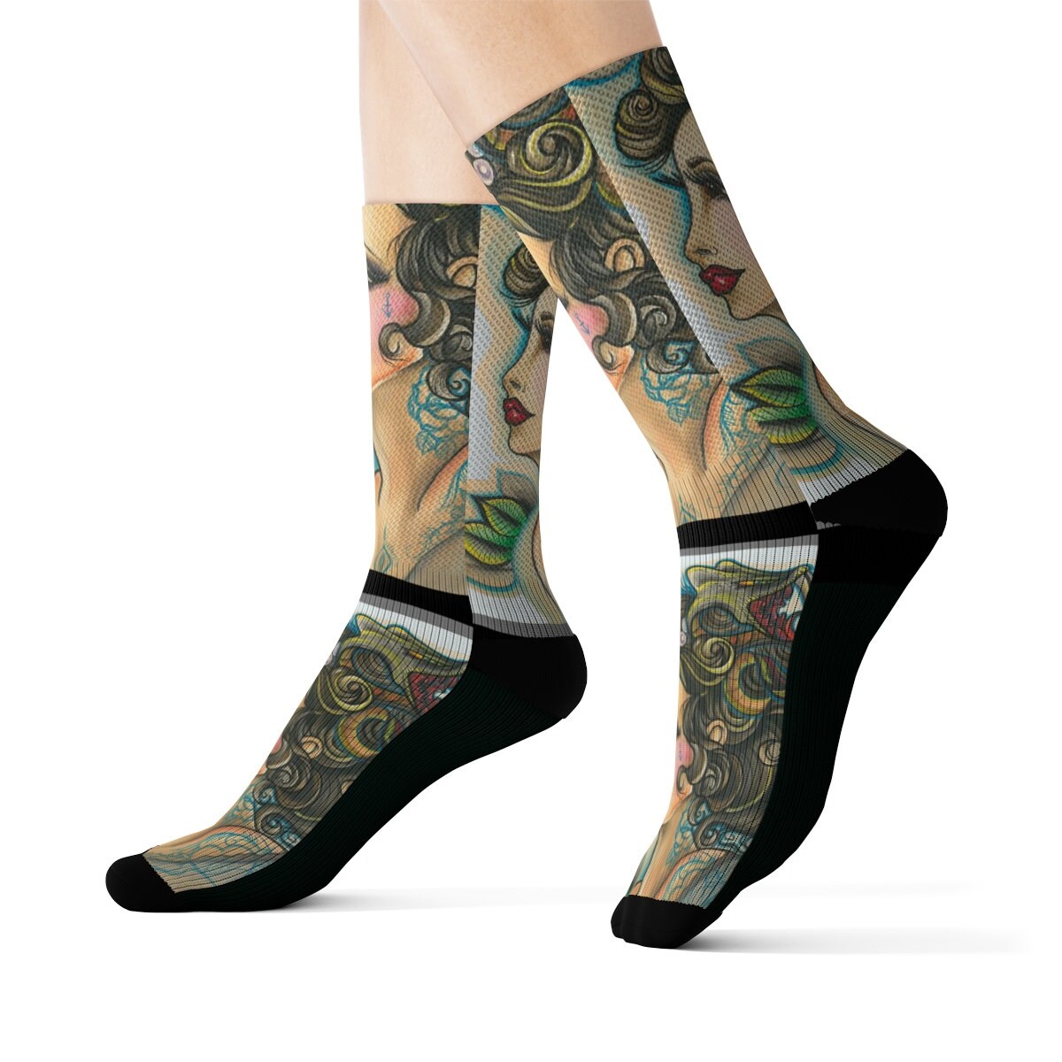 Medusa Cropped Sublimation Socks