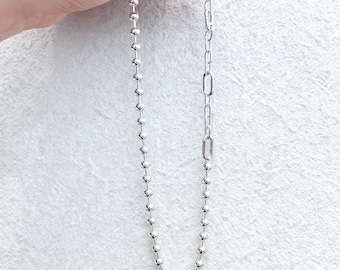 Pandora Style Polished Silver Ball Chain Necklace | 925 Sterling Silver Beaded Necklace | Minimalist Layering Jewelry Gift for Her